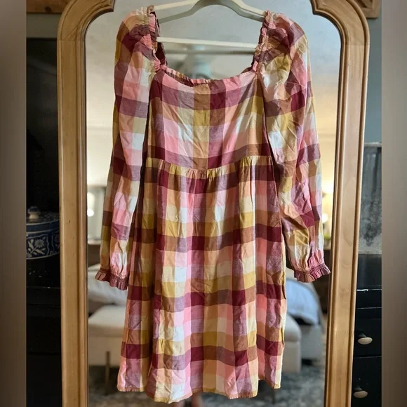 strapless open back dress Toddler Dress, Girls Dress Plaid Long Sleeve Flannel Cotton Belted – Mini  Wardrobes main image 1